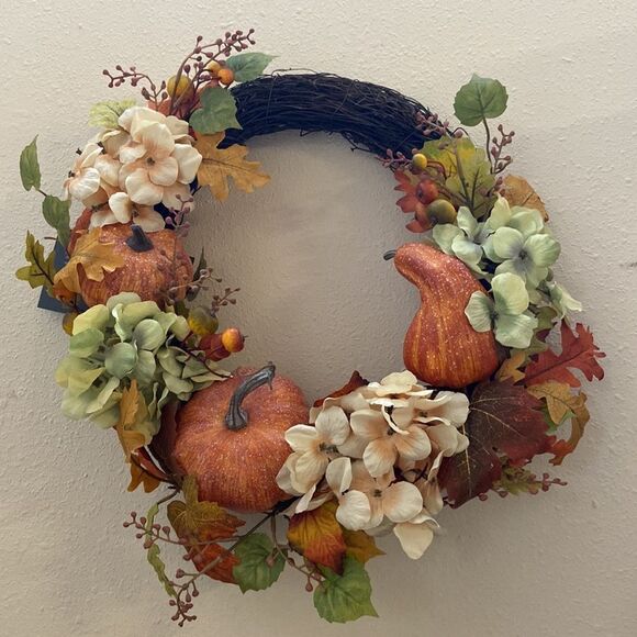 Martha Stewart Collection Pumpkin and Leaves
Asymmetrical Harvest Wreath, - Picture 2 of 3